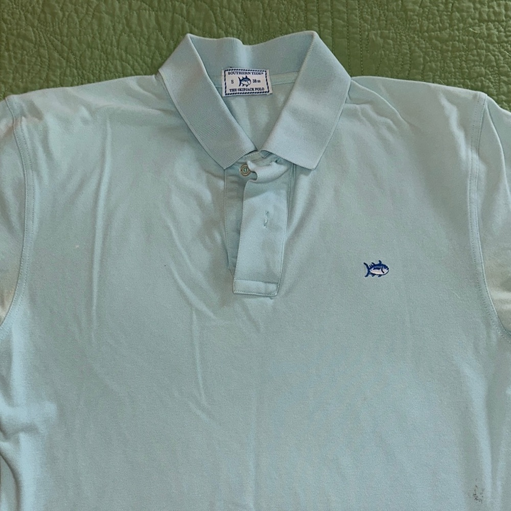 Southern Tide Mens Skipjack Polo  Light Blue EUC